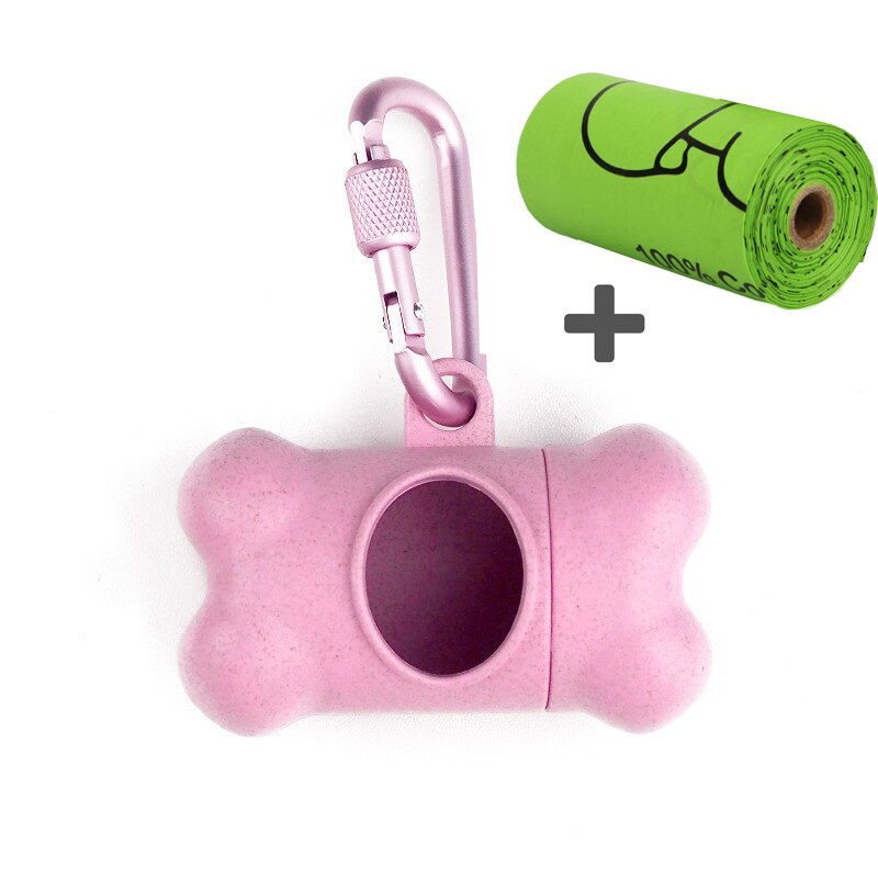 Eco-vriendelijke Producten Hond Kak Zak Dispenser Bot Vorm Hond Tas Houder Reizen Kat Hond Zak Dispenser Afbreekbaar Recycling: Pink with Poop bag