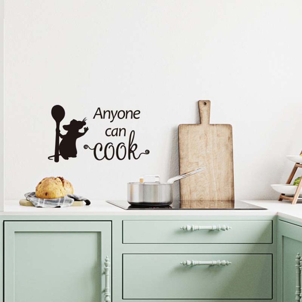 1 stk væg klistermærker alle kan lave mad engelsk køkken slogan aftagelige væg klistermærker landskabspleje dekoration