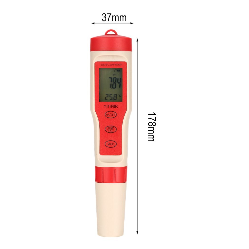 4 in 1 Digital Water Analyzer pH Monitor TDS EC Temperature Meter LCD for Aquarium Acidometer Thermometer Measuremen