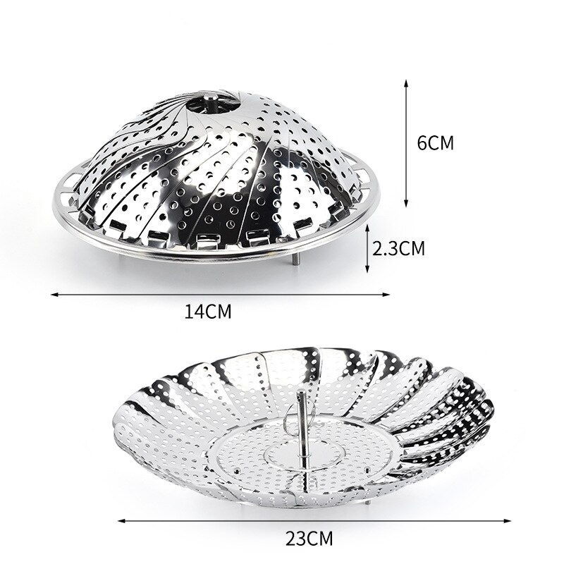 Vaporera plegable de acero inoxidable para cocina, cesta de malla para verduras, frutas y alimentos, utensilios para cocinar al vapor: Default Title