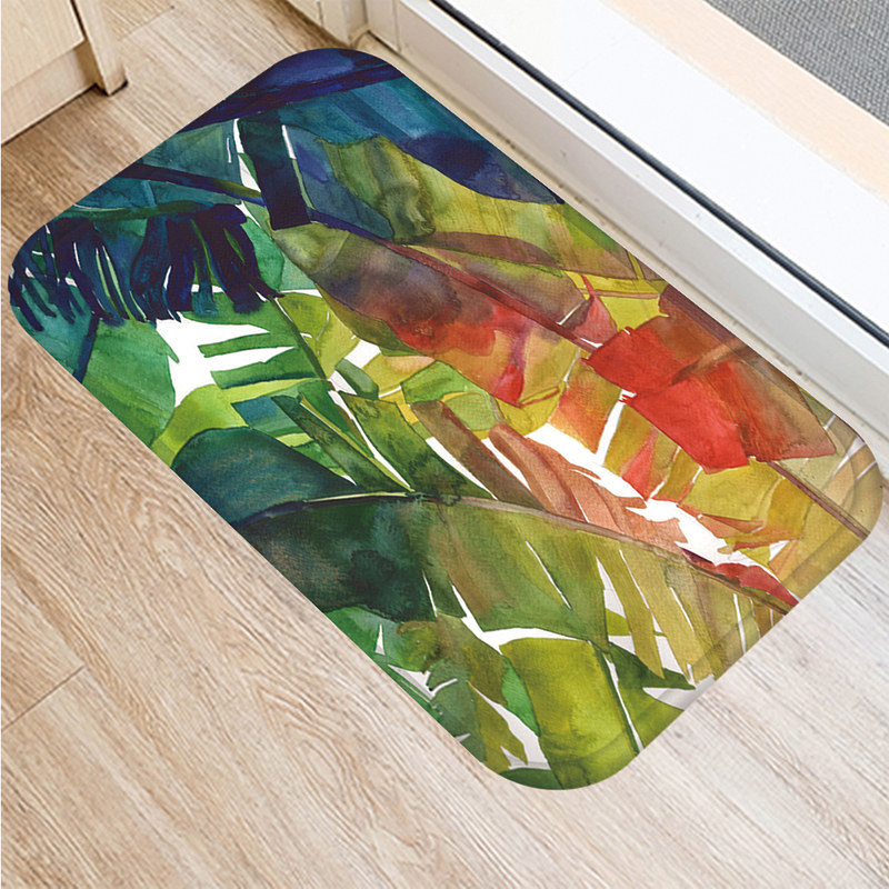 Tropisk monstera mønster køkken indgang 40*60cm dørs måtte koral fløjl tæppe dørmåtte indendørs gulvmåtter skridsikker tæppe 48233: 2dd-48233-019