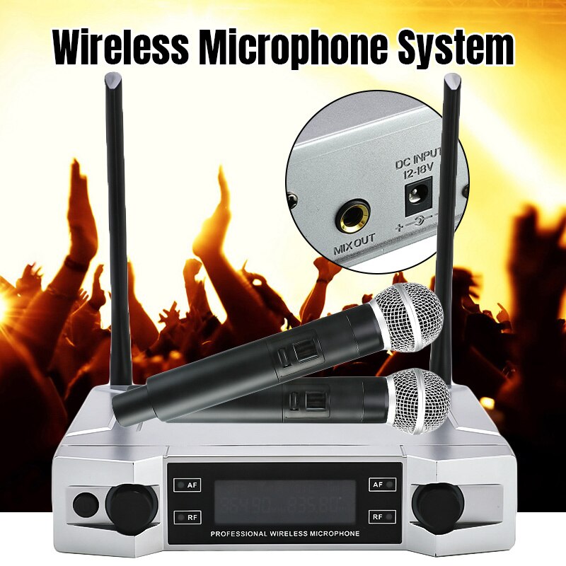 UHF Draadloze Karaoke Microfoon Systeem LCD Display met Dual Handheld Microfoon Party KTV
