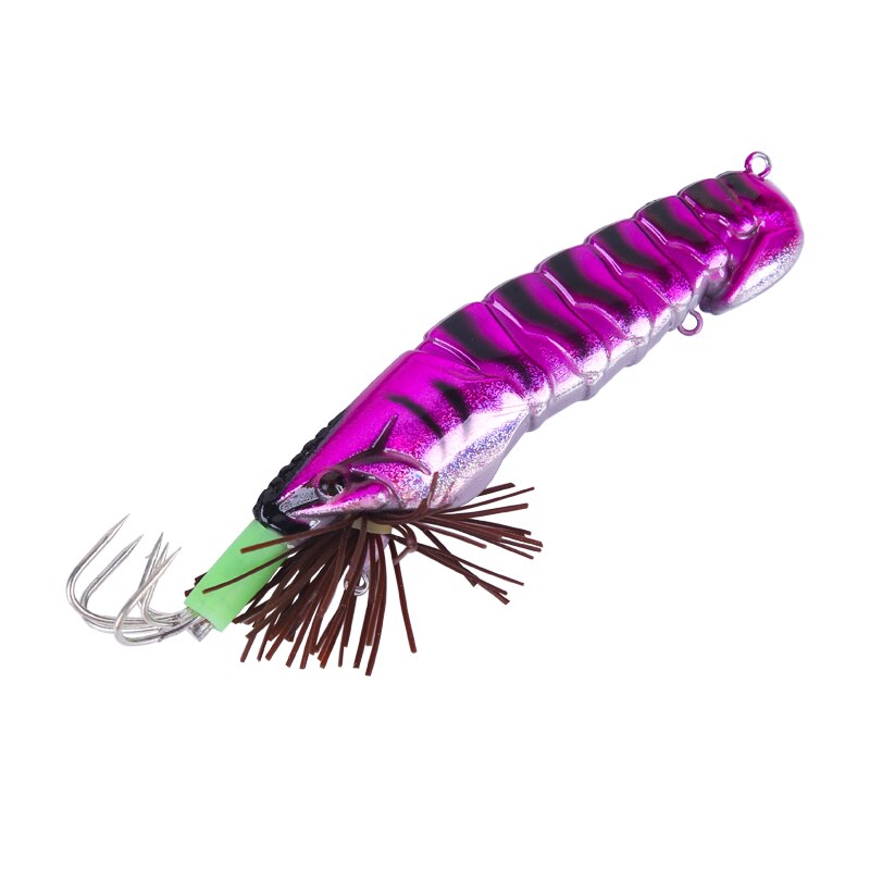 FSDZSO appât de calmar crochet de calmar leurres de crevettes en bois gabarits appât de seiche Simulation réaliste Silicone poulpe appât pêche: Violet