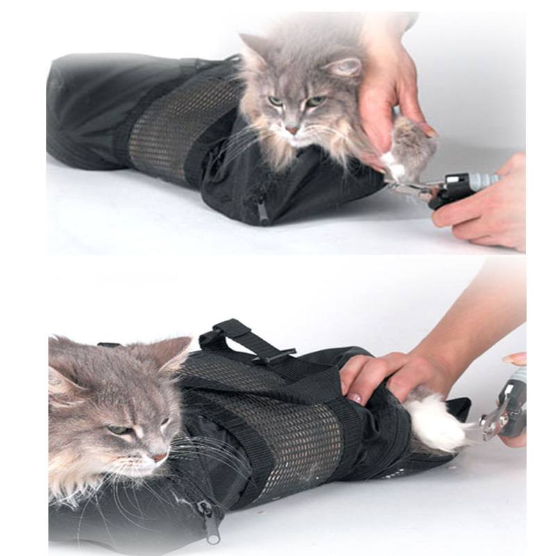 Multi-functional Cat Washing Bag Shower Mesh Bag Adjustable Mesh Cat Grooming Nail Trimming Injecting Anti Scratch Bite Bag