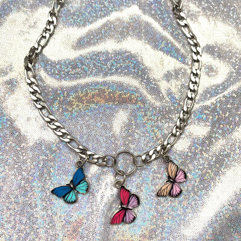 Vlinder hanger choker ketting sieraden op de nek roestvrij staal sieraden vrouw e-girl stijl dames accessoires