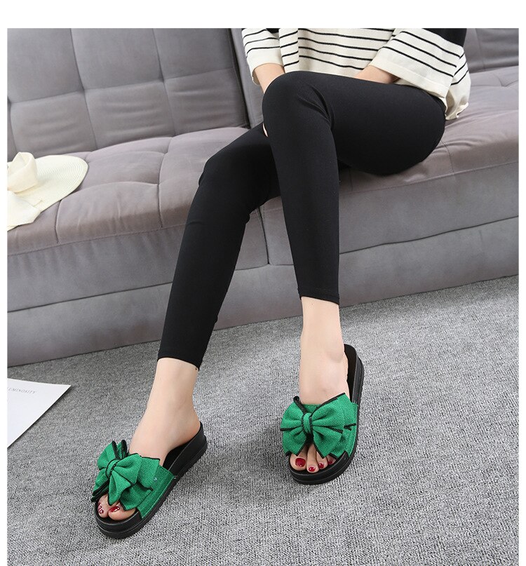 Slippers Teen Girls Summer Bowknot Slippers Korean Children Wild Thick Sandals Non-slip Beach Shoes Slippets