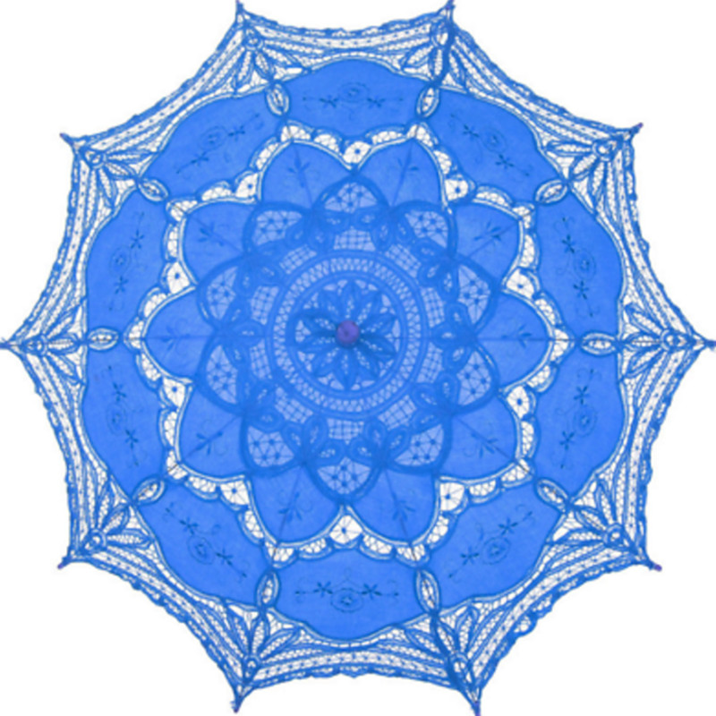 Ślub panny młodej parasol bawełniany parasol koronkowy parasol ręcznie rękojeść plażowanie zdjęcie ślubne rekwizyt akcesoria dekoracyjne: Niebieski