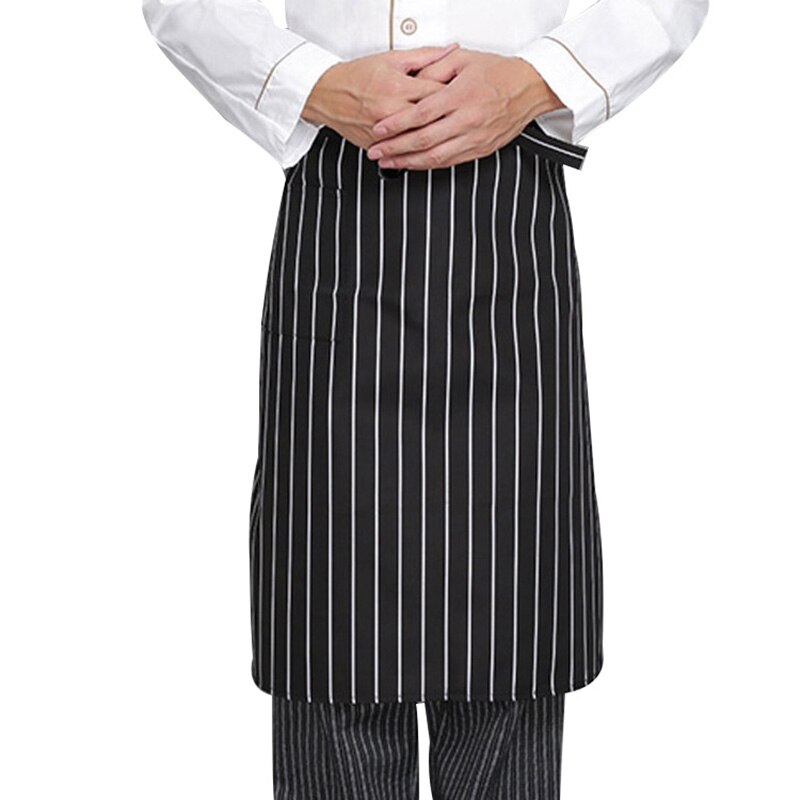 -uniformt kort förkläde med fickor halv midja förkläde restaurang servitörer servitris uniform matservering köksförkläde: Svart vit