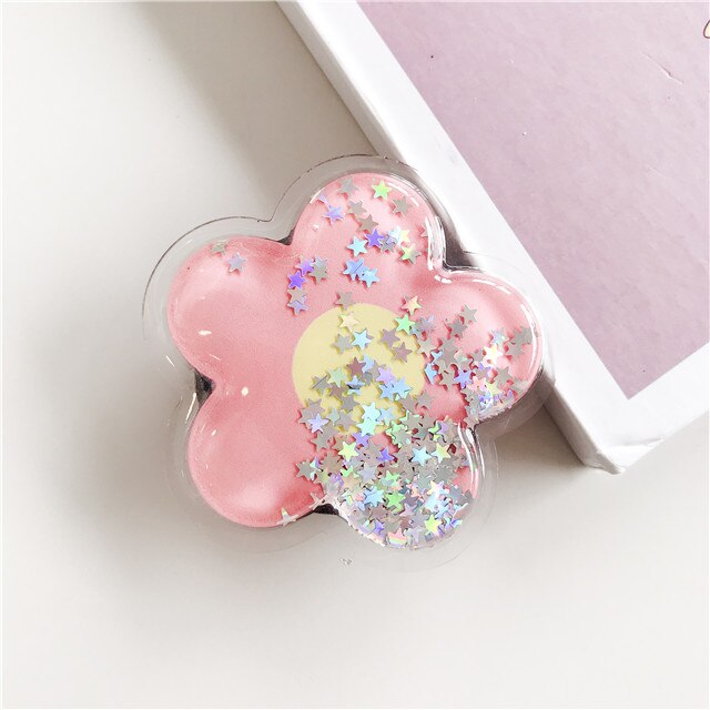 Fruit Juice Bear Flowers Cat Claw Pattern Quicksand Glitter Expanding Phone Holder Desk Stand Universal Cell Phone Bracket: 28