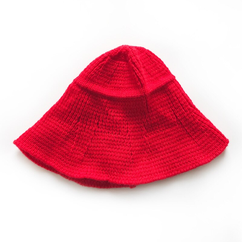 Baby Breien Kinderkleding Winter Populaire Kinderen Hoed Eenvoudige Concave Vorm Wollen Bassin Hoed Gebreide Cap: Red