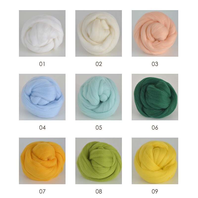 2m/ball, Merino Wool Roving ,wool yarn,Tapestry Weaving Yarn For Weaving, Wet Felting, DIY Craft Supplies,18 colors