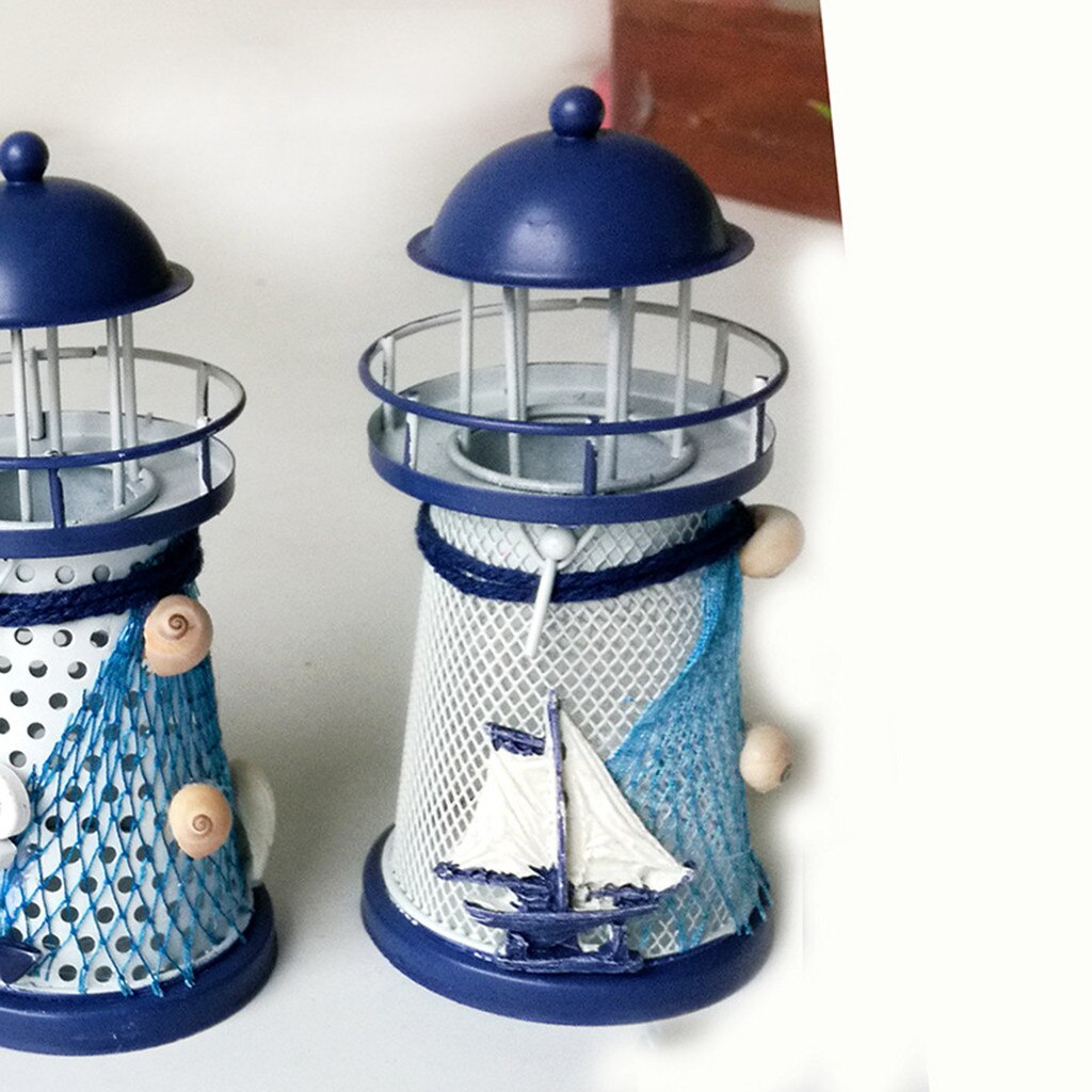 Mediterranean Lighthouse Lantern Candle Holder Vintage Iron Tower Candle Holder Candlestick Home Wedding Decor#y30