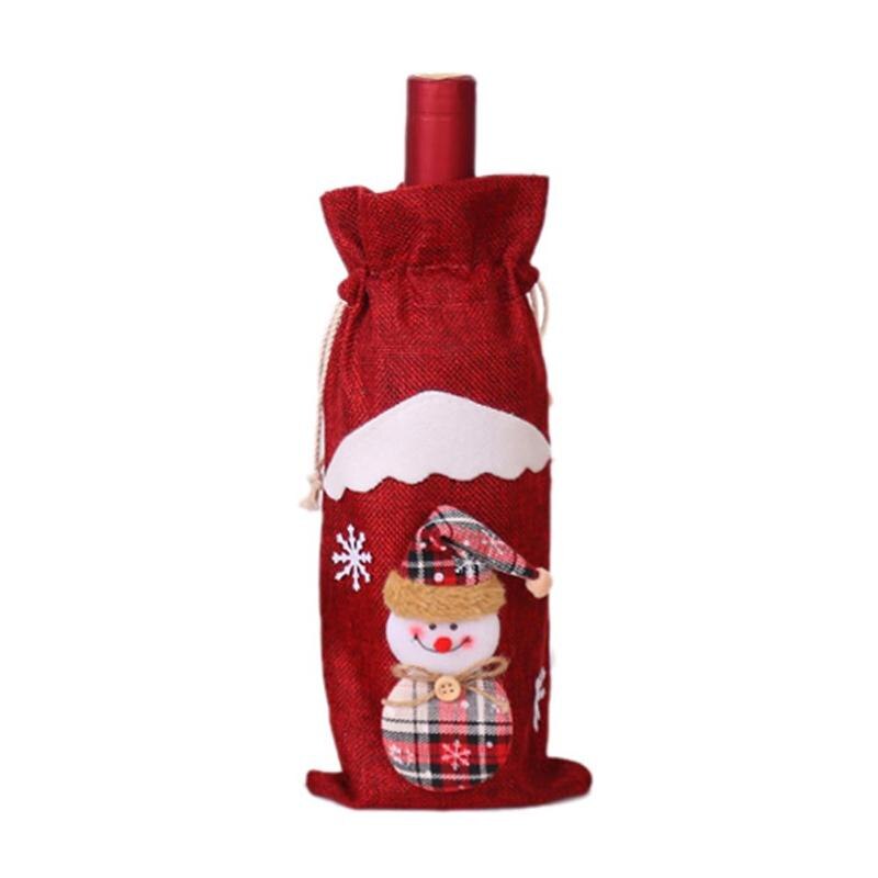 Tegneserie rødvin flaske dækning julemanden snemand elg vinposer juledekoration brugt til vinduesdisker fotografiske rekvisitter