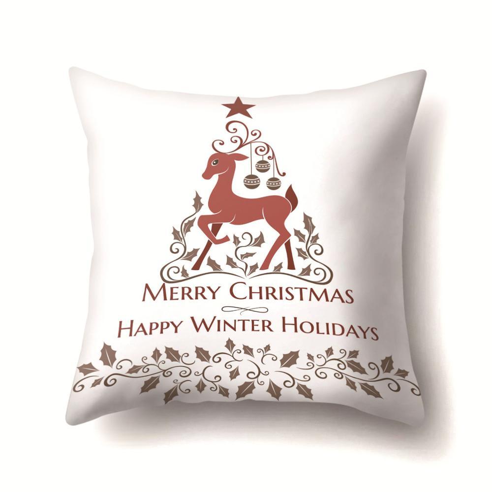 Mignon cerf noël housse de coussin Polyester décoratif jeter oreiller noël nouvel an décor à la maison cojines decorativos para canapé 40543: 2BZ-40543-095