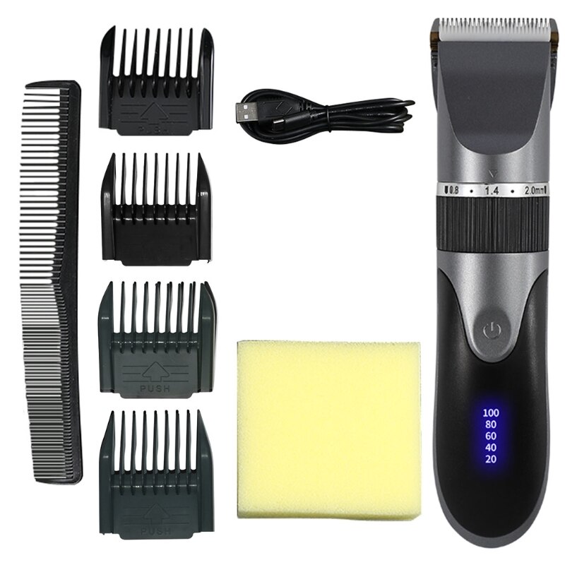 Hair Clippers Barber Shavers Machine 5-Speed Rechargeable Cordless Haircutting Tools: Gray