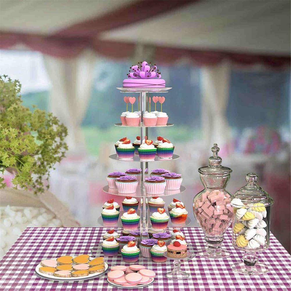 3/4/5/6 Tier Cake Houder Ronde Acryl Cupcake Cake Stand Monteren Demonteren Thuis Verjaardag Gereedschap Party Stand decoratie