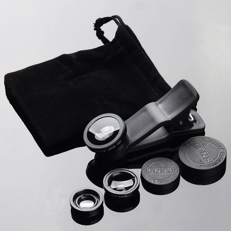 3 in 1 Mobile Phone Lens 0.67x Wide Angle Camera Macro HD External Camera Lens Universal for iPhone Android Phone Ipad: BK