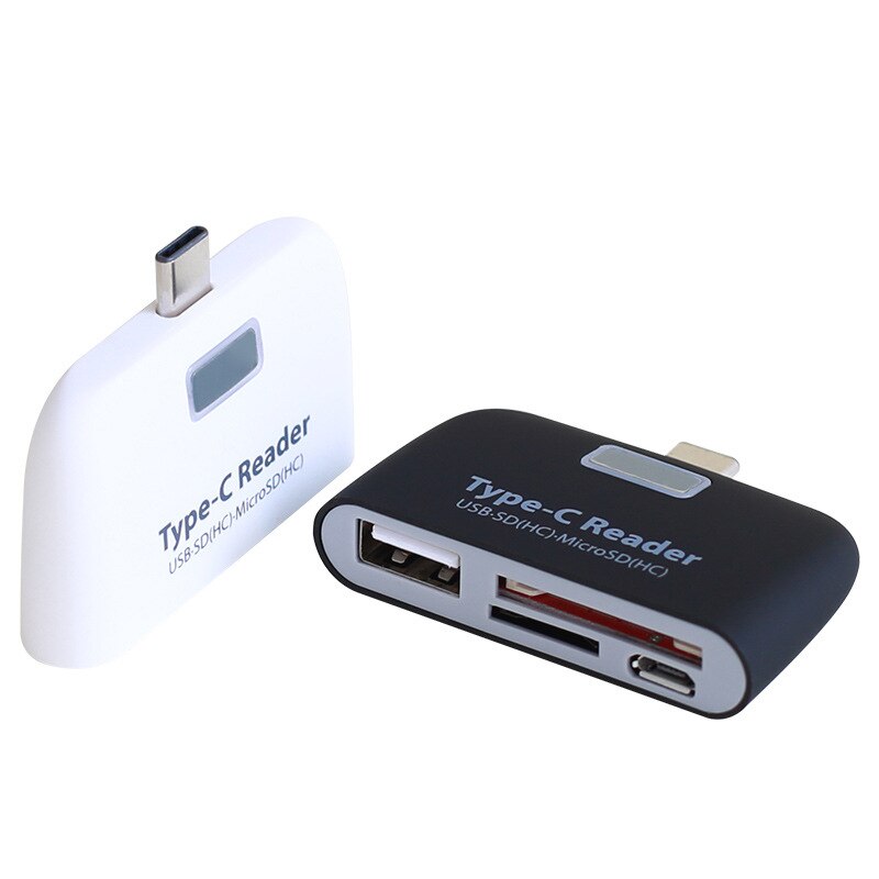 Type C Otg Adapter Usb C Docking Station Android Phoner Met Voeding Opladen Usb Multifunctionele Tf Sd Hub Kaart reader: WHITE