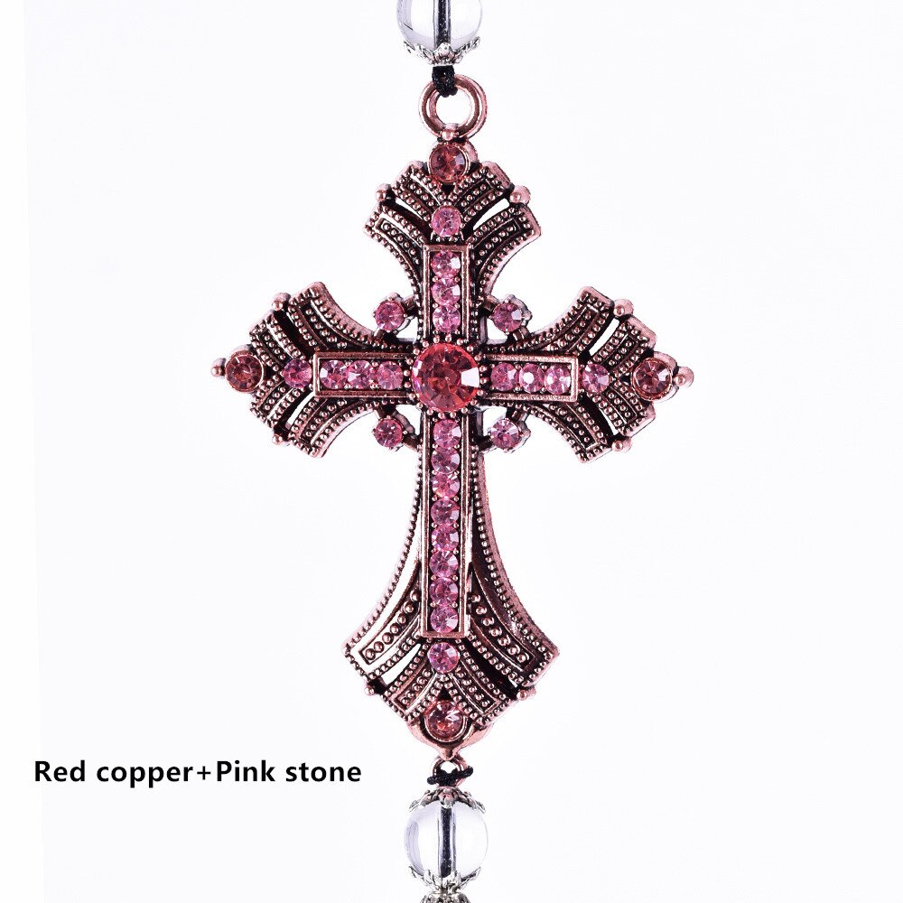Metalen en kristallen diamanten kruis jezus christelijke auto achteruitkijkspiegel auto hanger hangende auto styling accessoires auto decoratie