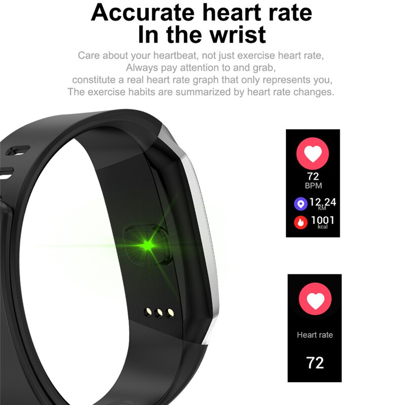 E18 smart band farve berøringsskærm tryk pulsmåler sport armbånd  ip67 vandtæt fitness tracker smart armbånd