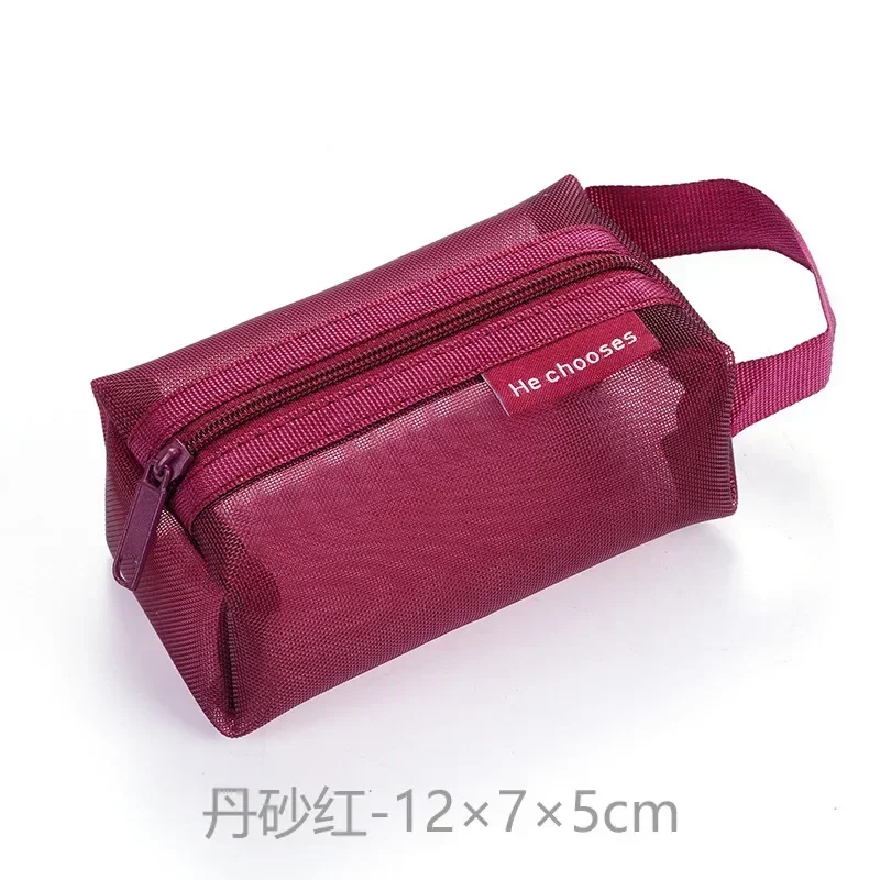 Mini Clear Nylon Mesh Cosmetic Bags Cute Women Small Lipstick Makeup Bags Pouch Data Line Key Earphone Organizer Case: green