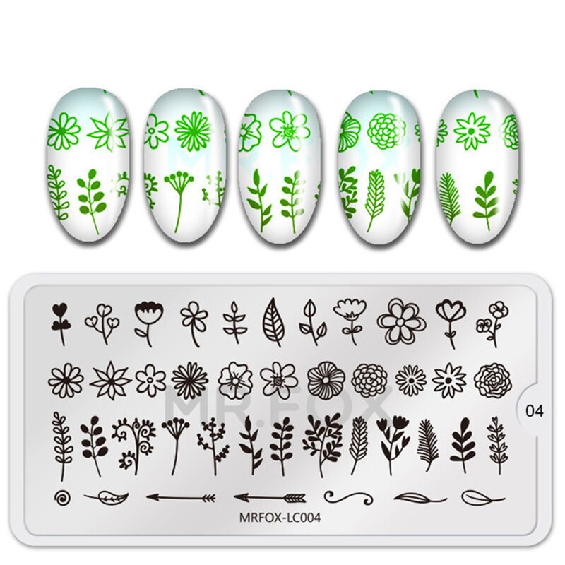 WAKEFULNESS estampado de plantas en maceta placas de estampado de uñas rectángulo flores Nail Art plantillas de patrones manicura herramientas para estampado de uñas