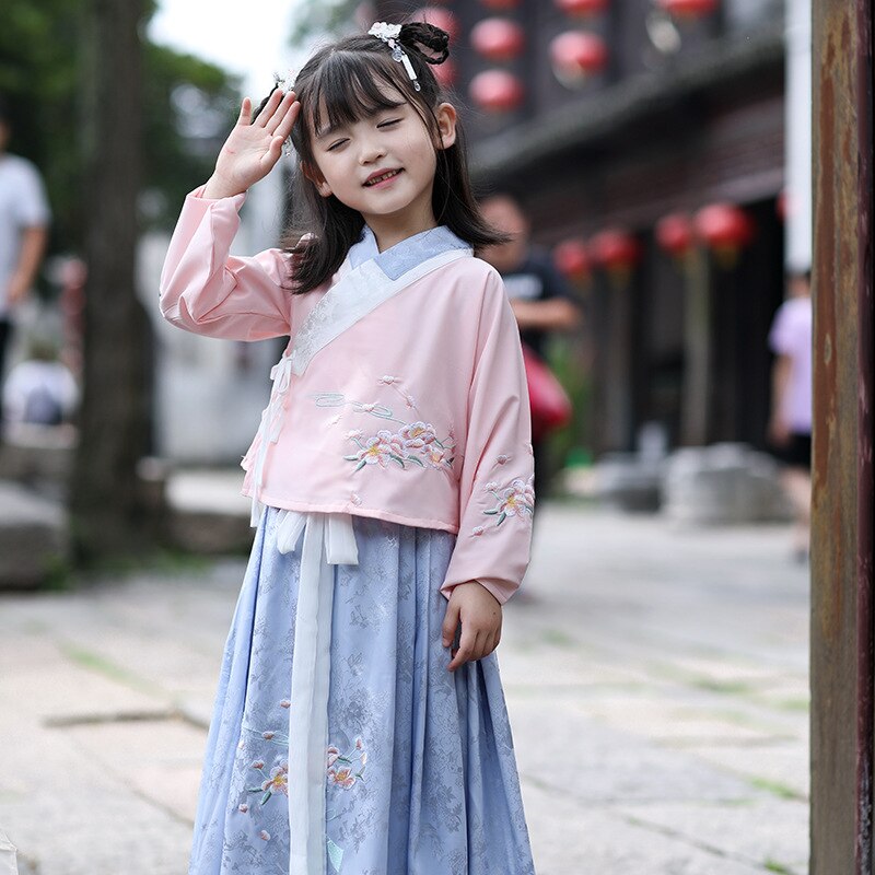 Nuevos trajes de baile chino para niñas traje nacional para niños Han Tang Hanfu chino tradicional Tang Suit SL1213: 100cm