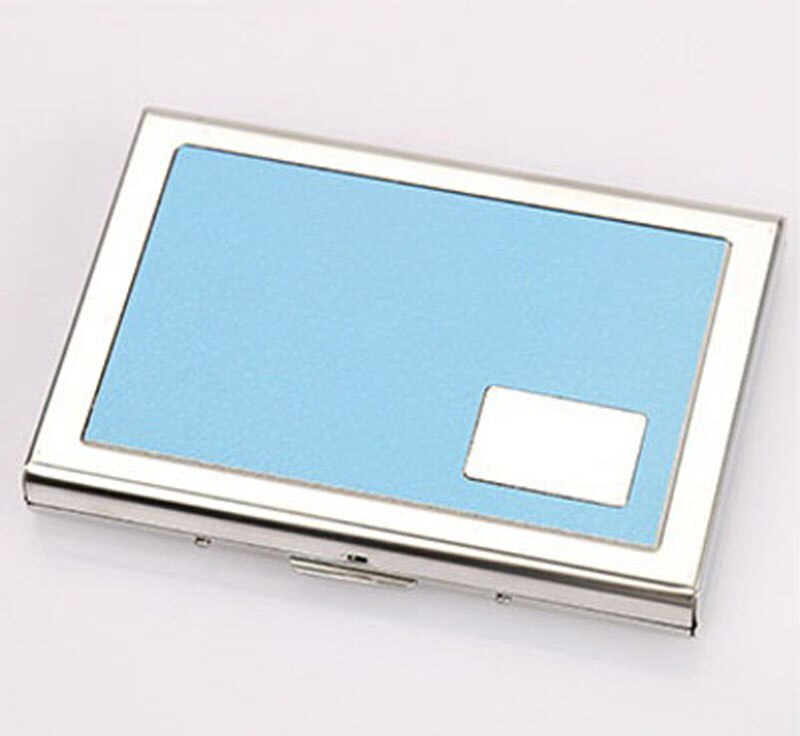 Solid Men Stainless Steel Credit Card Holder Id Business Card Case Wallet For Women 6 Colours: Blue