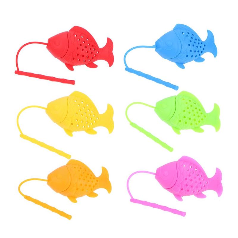 Fiskeform te infuser fødevarekvalitet silikone krydderi urtete si løs blad filter te infuser kugle tilbehør