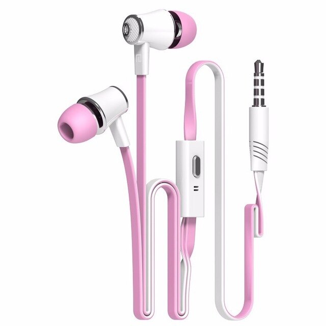 DISOUR Super Bass 3.5mm In Ear Stereo Earphones Volume Control Headset JM21 Earphone With Microphone For Xiaomi Huawei Phone PC: Pink