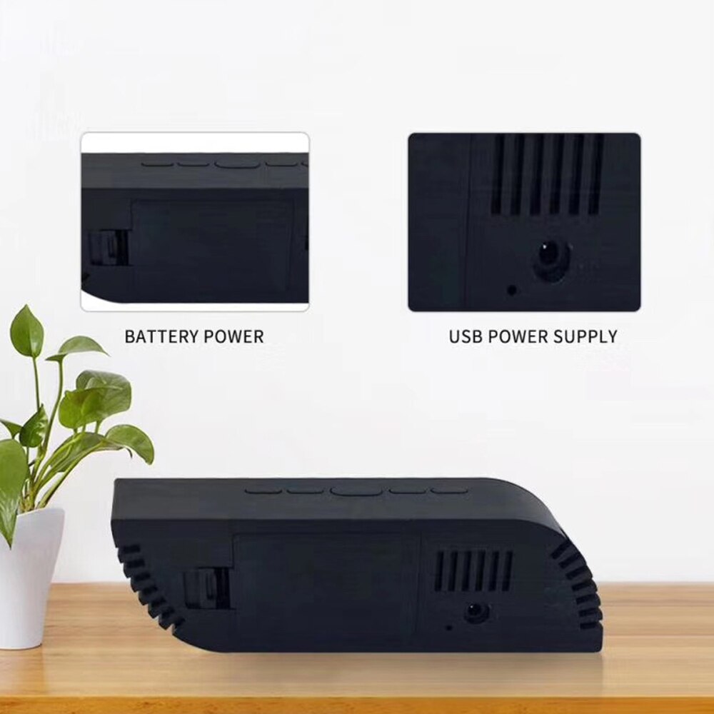 Digitalt spejl ur led vækkeur nat lys temperatur skrivebord ure bord ur hjem indretning usb/batteridrevet