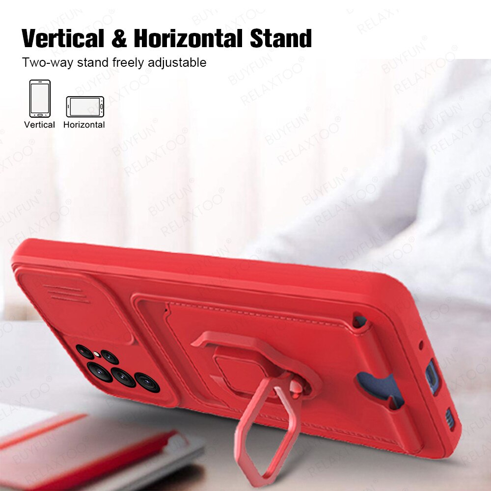 Voor Samsung S22 Ultra Case Push Camera Shockproof Cover Voor SamsungS22 Plus S 22 5G Auto Magnetische Houder Stand card Wallet Fundas