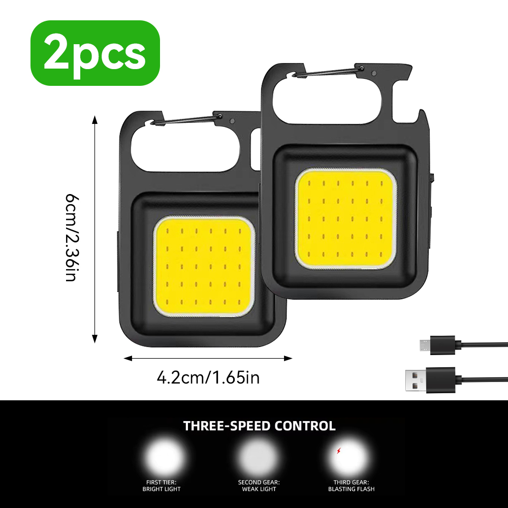 1pc/2pcs cob chaveiro luz de trabalho lanterna chaveiro luz de emergência, abridor de garrafa, mini lanterna com base magnética: CINZA