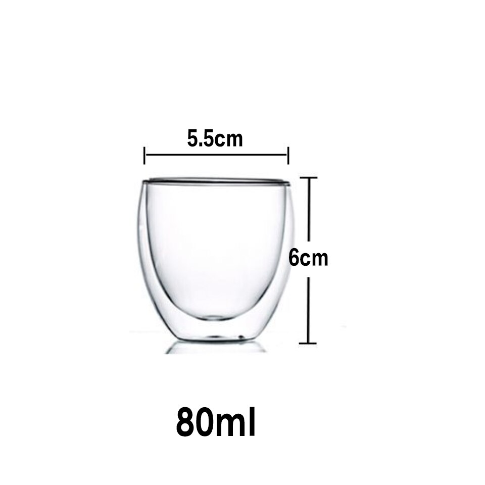 Heat Resistant Double Wall Glass Coffee Tea Cups And Mug Qith Double Bottom Clear Beer Wine Glass Cup 80/180/240/250/350/450ml: glass cup CB270-B