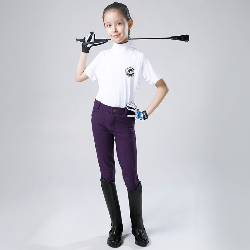Cavassion Children&#39;s breeches Ridding Silicone half breeches Anti-slip and anti-wear Children&#39;s equestrian equipment: Purple Color / 150