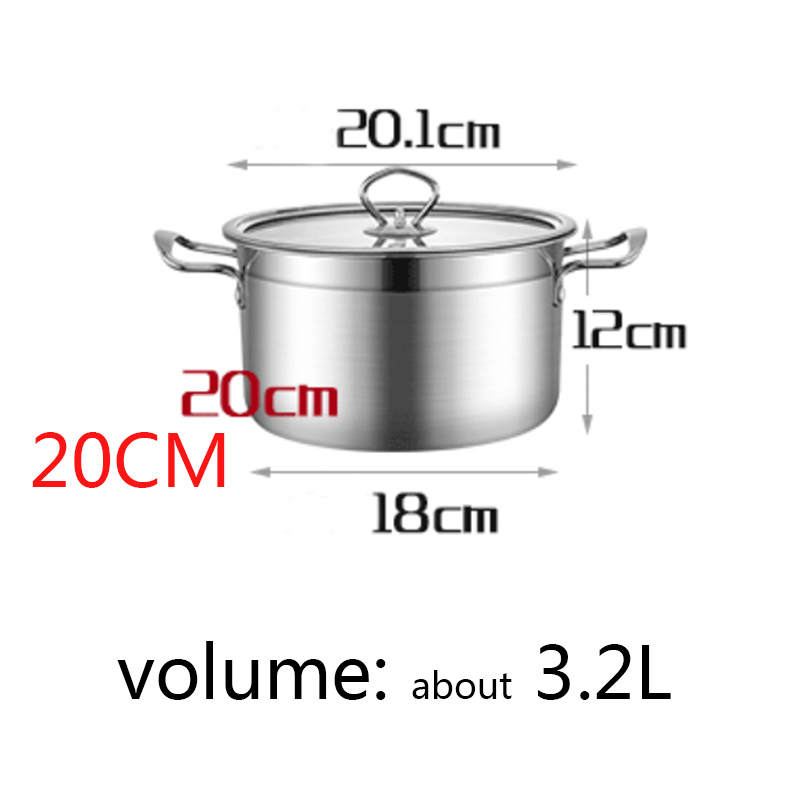 1pcs Stainless Steel Double Bottom Pot Soup Pot Nonmagnetic Cooking Pot Multi-purpose Cookware Non-stick Pan: B-20CM 3.2L