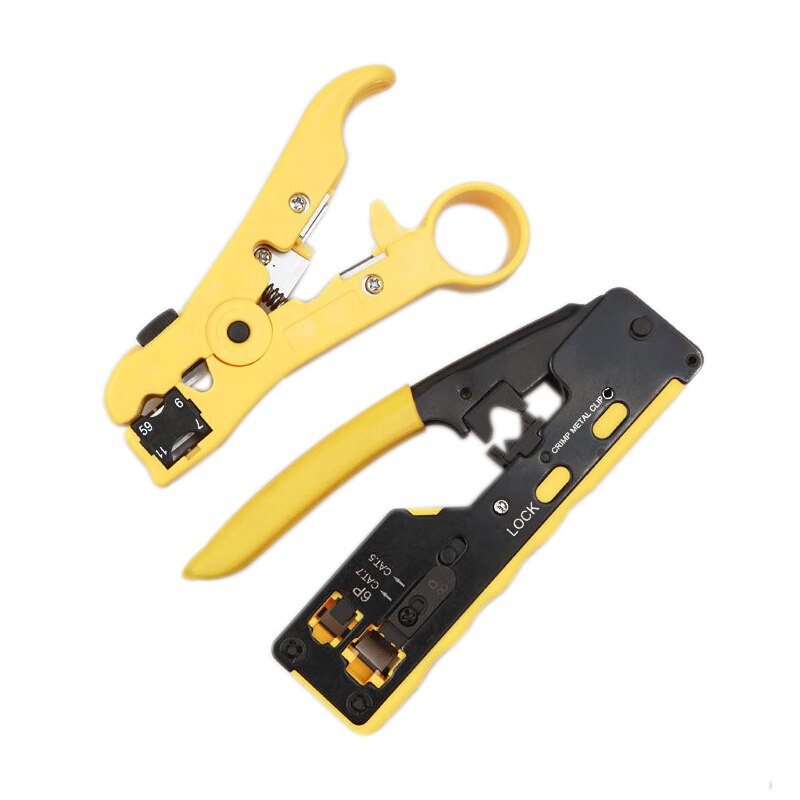 2In1 Crimping Tool Set Multi-Function Seven Types of Through-Hole Rj45 Crystal Head Network Tool Wire Stripper Network Cable Pli