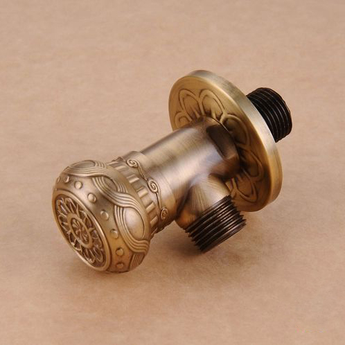 Kraan Vervangende Onderdelen 1/2 "x 1/2" Antiek Messing Hoekstopkraan Uitgeschakeld Water Driehoek Klep voor Kraan en Wc HJ-0318F