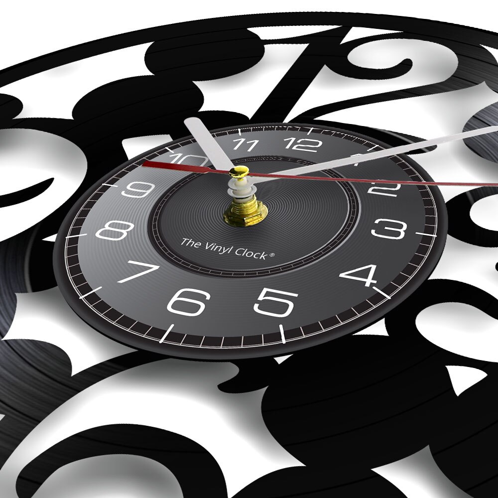 Large Numbers Wall Clock Contemporary Kitchen Wall Clock Made Out Of Real Vinyl Record Big Numbers Simple Abstract Clock