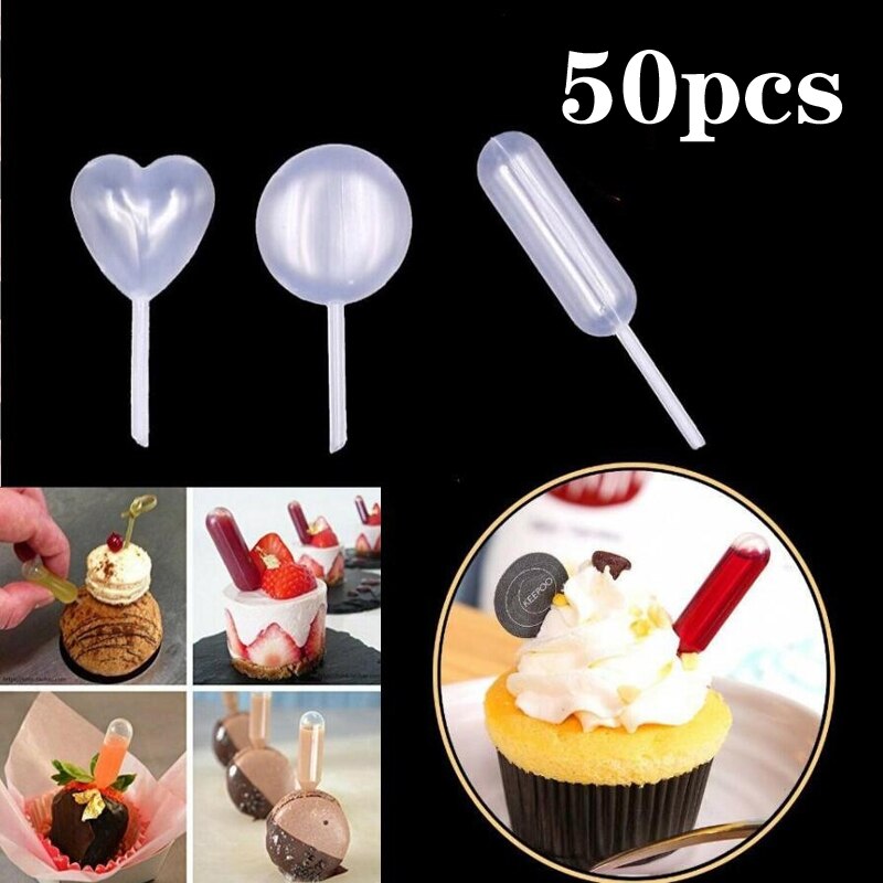 Goteros de 4 ml para Cupcakes, salsa de helado, Ketchup, gelatina, rellenos, dispensador, Mini pipetas de transferencia, 50 unids/paquete