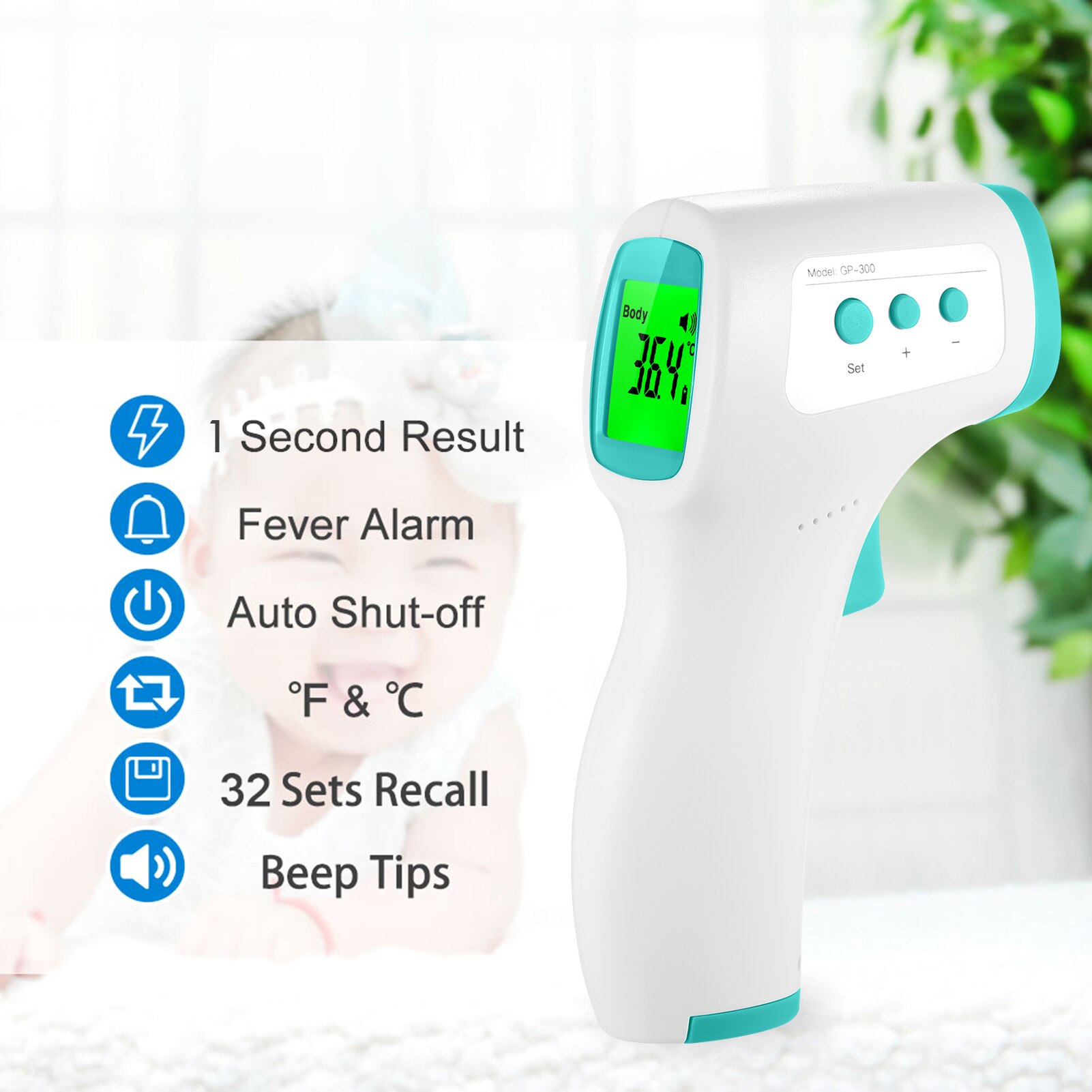 Infrarood Thermometer Voorhoofd Thermometer Contactloze Thermometer Tri-Gekleurde Lcd Koorts Alarm Digital Gereedschap Meten Voor Baby Volwassen