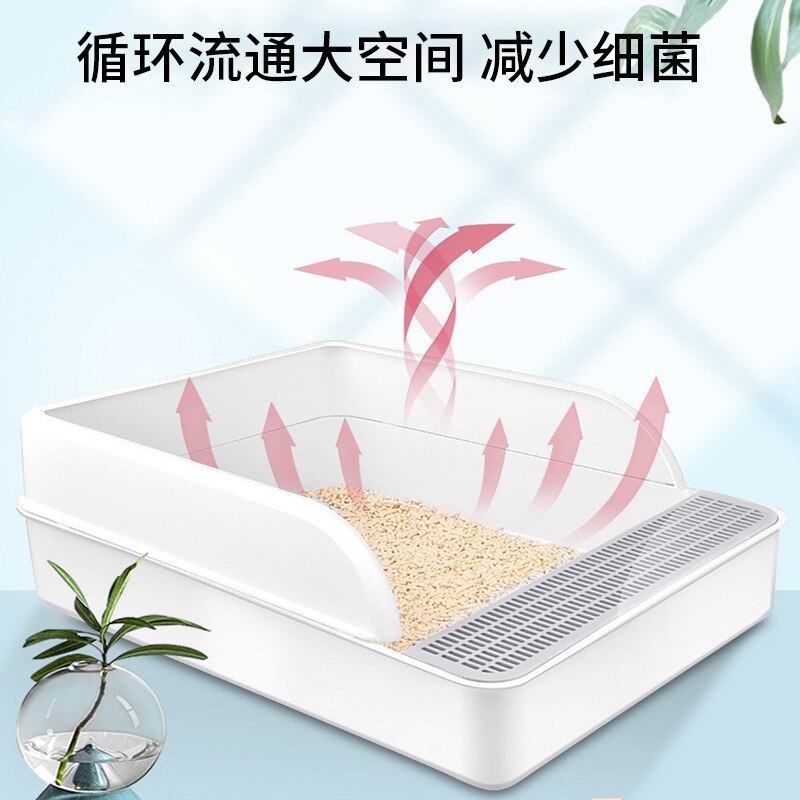 Caja de arena para gatos, lavabo para gatos, plato semicerrado, lavabo cuadrado para estirar, inodoro para mascotas, kit de entrenamiento