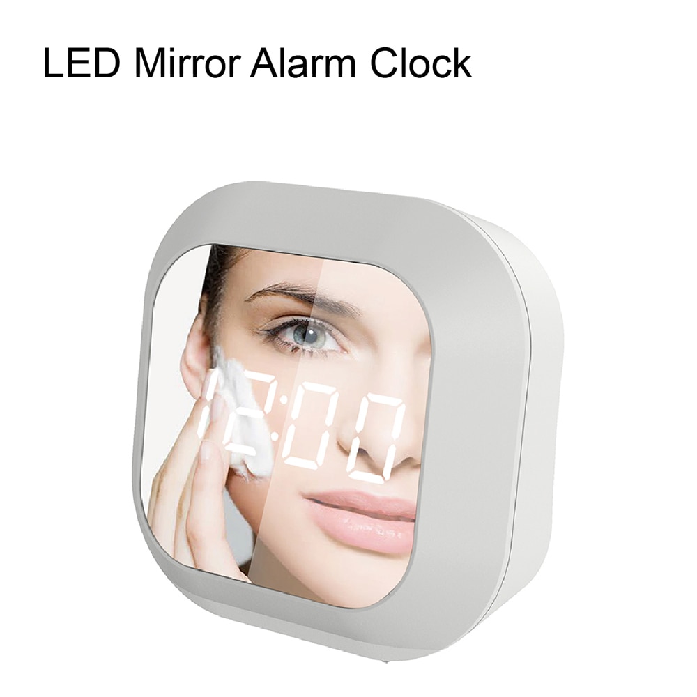 electronic USB alarm clock with LED mirror screen digital kids morning wake up clock night clock with thermometer and snooze