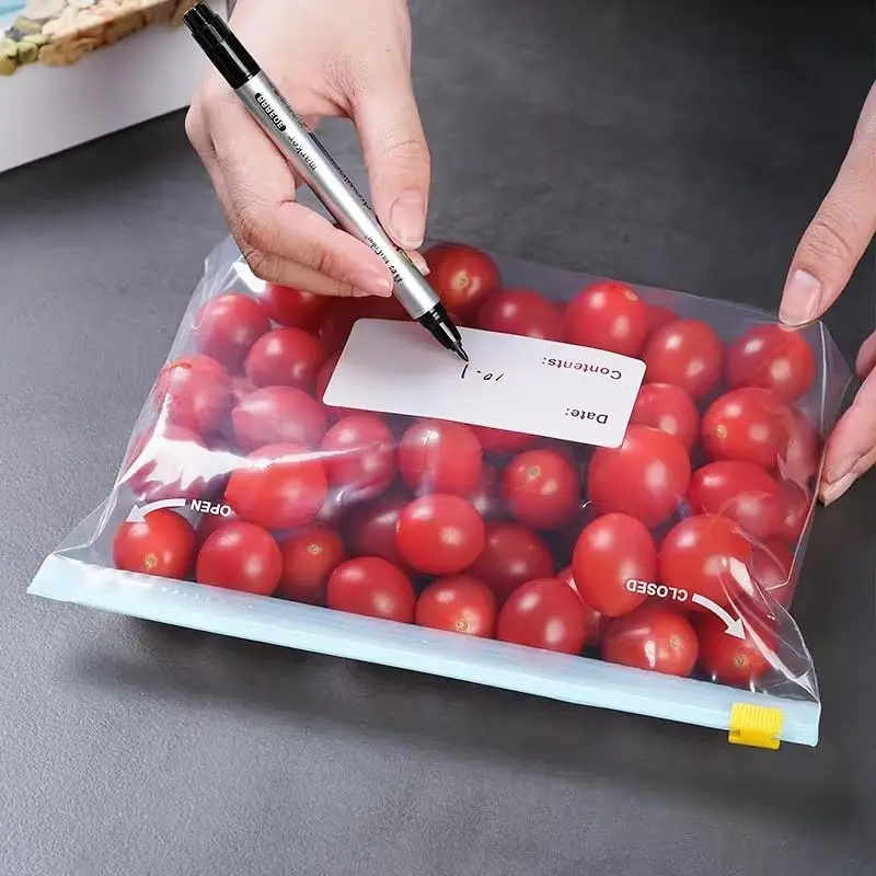 Sacs de conservation des aliments réutilisables, sac Transparent scellé à fermeture éclair pour réfrigérateur de cuisine, sac frais à fermeture éclair, conteneurs de scellage en plastique pour Camping