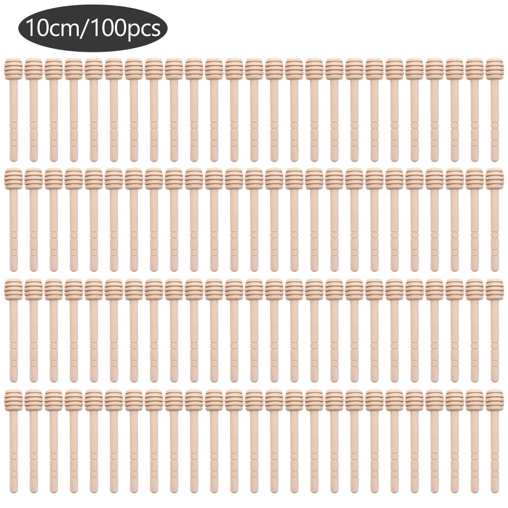 20/50/100 Pack 10Cm Lange Handvat Honing Lepel Mengen Stok Dipper Natuurlijke Hout Honing Roer Bar Mengen Handvat pot Lepel: 100 pcs