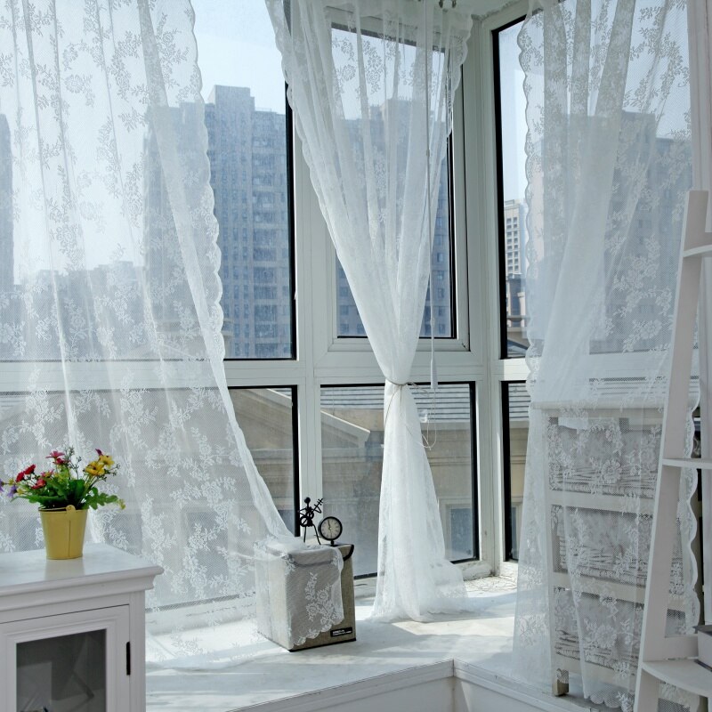 Rideaux de fenêtre en Tulle, pour salon, chambre à coucher, maison moderne, motif floral, drapage fini, Voile pur, directe: A