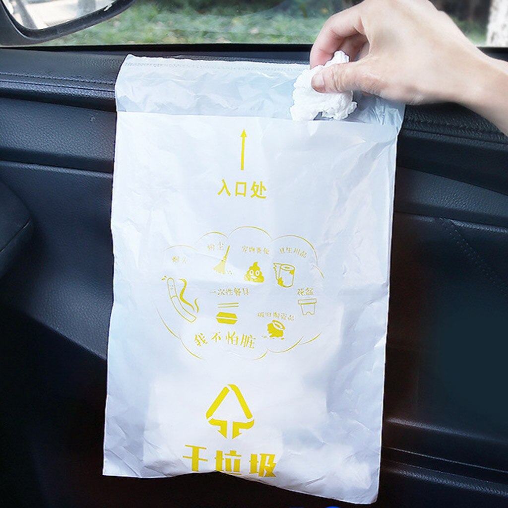 40PCS Car Trash Bag Disposable With a Strong Sticky Strip Portable Rubbish Bag Car Trash Bag Garbage Rubbish Disposable Bag: Yellow