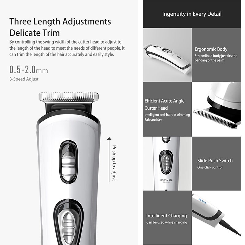 Youpin goodman electric hair clipper for men, usb rechargeable hair trimmer for men, adult razor