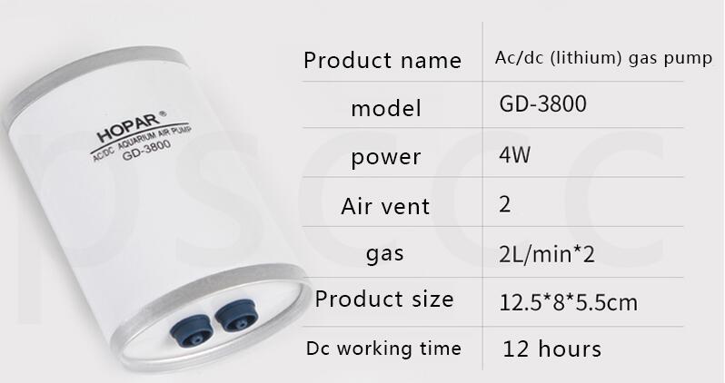 HOPAR AC/DC Aquarium Air Pump Automatic Emergency Battery Backup Fish Tank Oxygen Air Pump with Air Stones Double Outlet 240L/H: GD-3800 / EU adapter plug