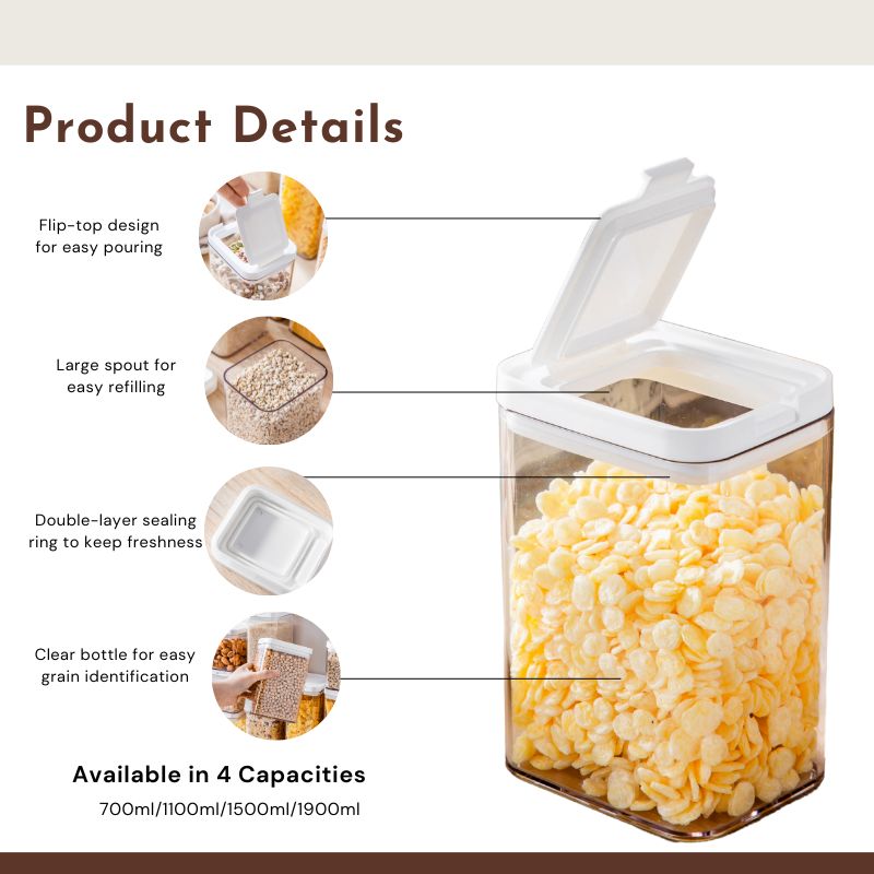 Plastic Storage Container,Sealed Container,kitchen Storage Jars for Grain,Cereal,Pasta,Noodles,Coffee Beans,Leak-proof